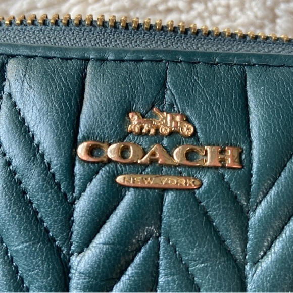 Coach Teal Quilted Women's Wallet - Picture 3 of 3
